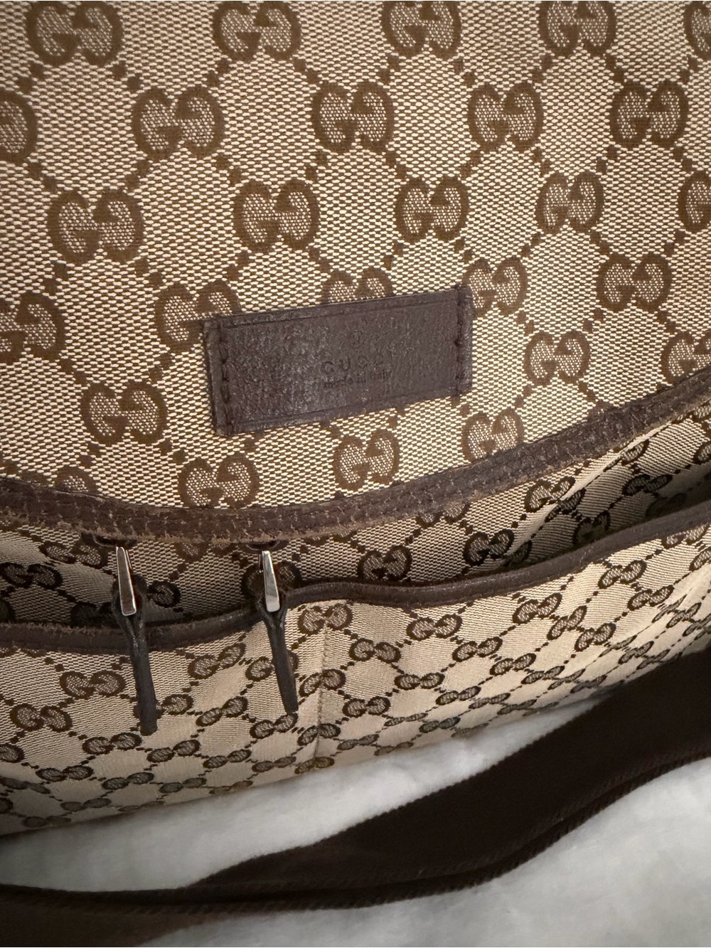Gucci Brown/Tan GG Supreme Diaper Bag - Picture 6 of 11